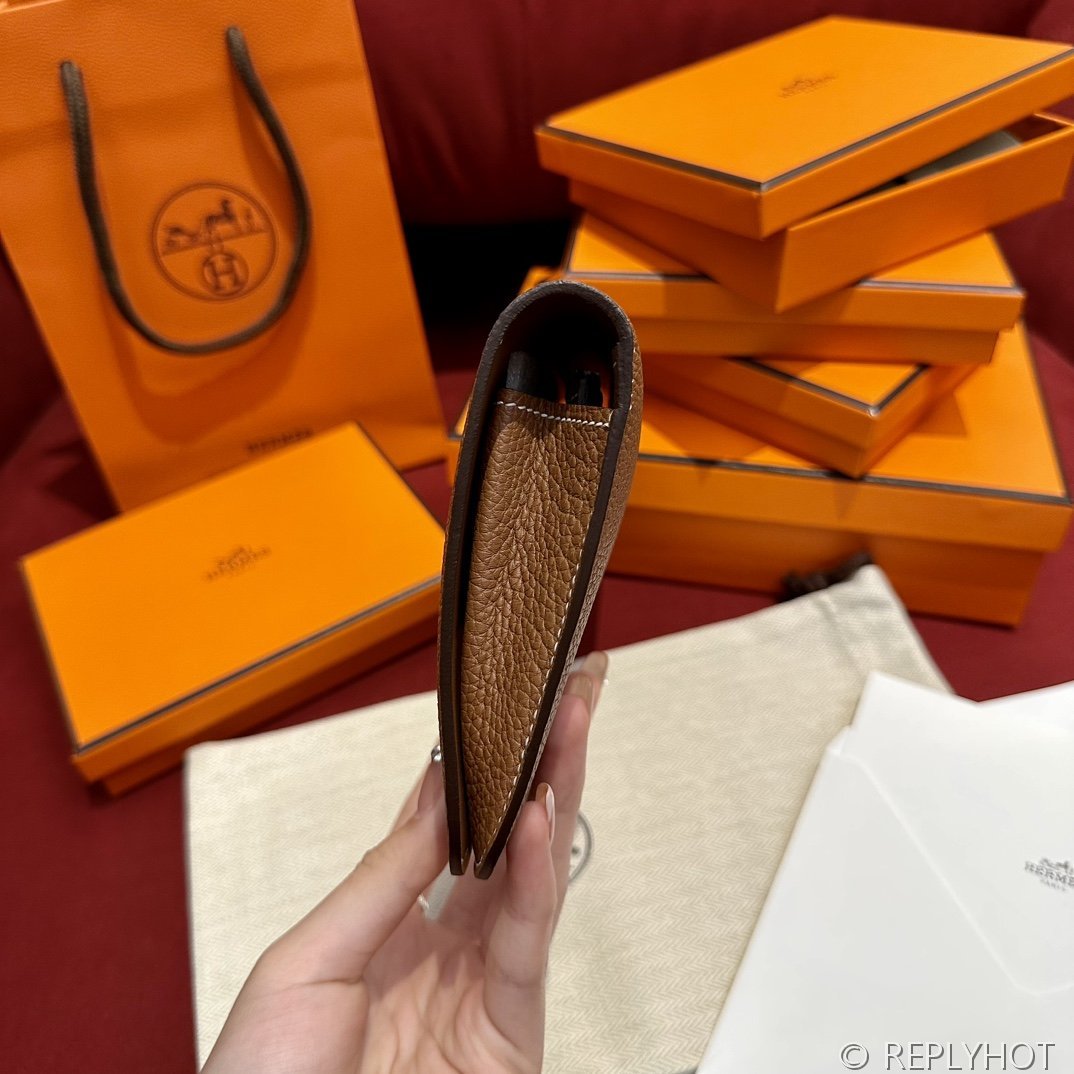 [하이엔드급] 에르메스 도곤 지갑 / CK37 브라운골드 토고 은장 [매장가 390만원대]