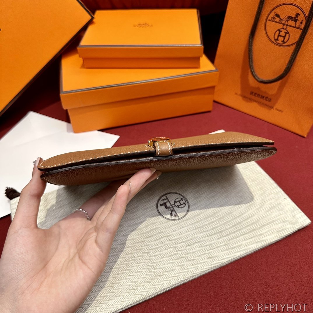 [하이엔드급] 에르메스 도곤 지갑 / CK37 브라운골드 토고 금장 [매장가 390만원대]
