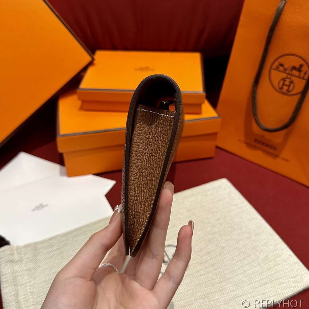 [하이엔드급] 에르메스 도곤 지갑 / CK37 브라운골드 토고 금장 [매장가 390만원대]