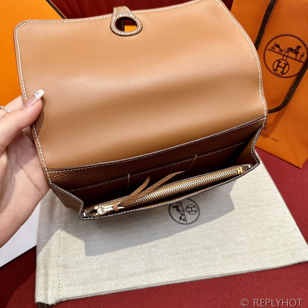 [하이엔드급] 에르메스 도곤 지갑 / CK37 브라운골드 토고 금장 [매장가 390만원대]