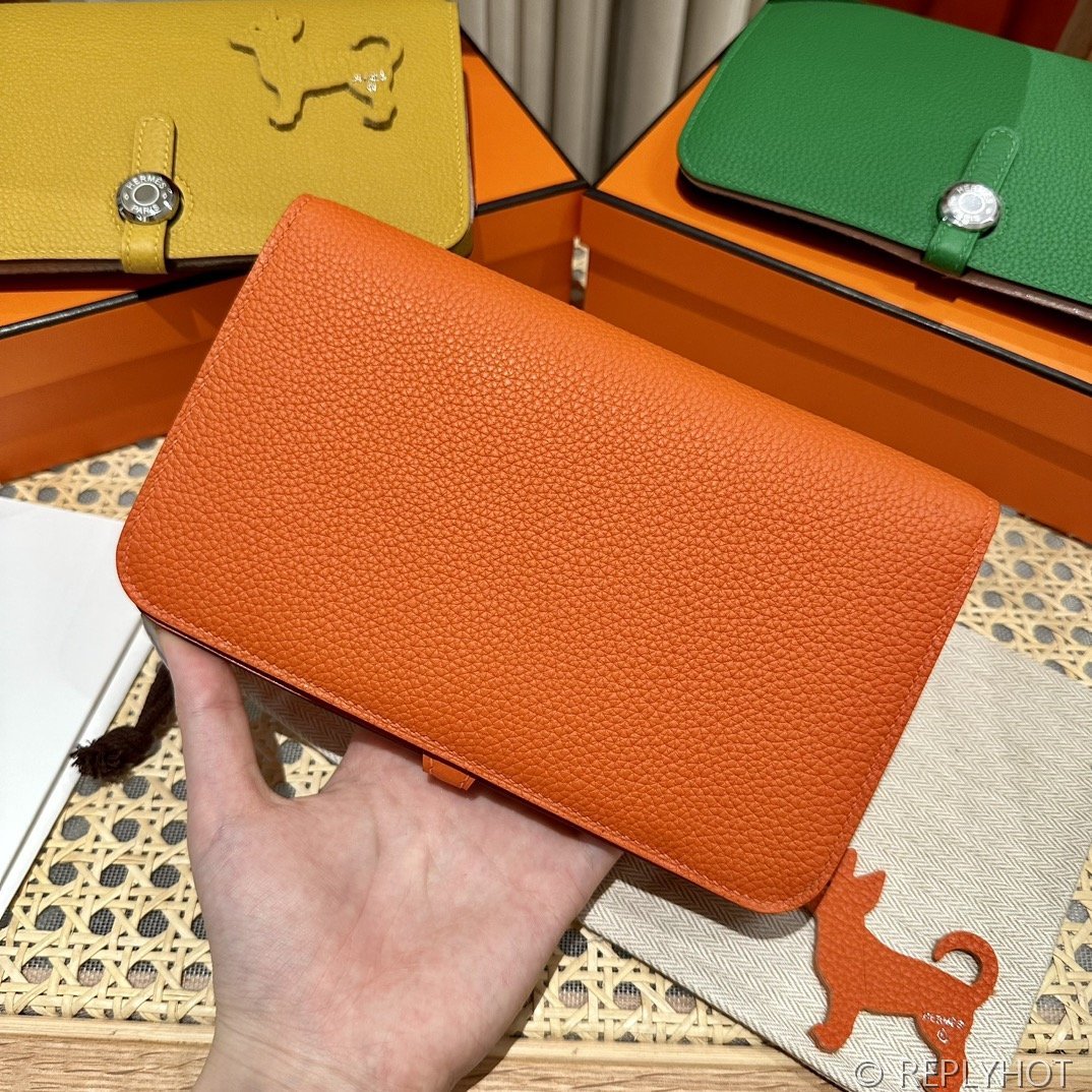 [하이엔드급] 에르메스 도곤 지갑 / 93 오렌지 토고 은장 [매장가 390만원대]
