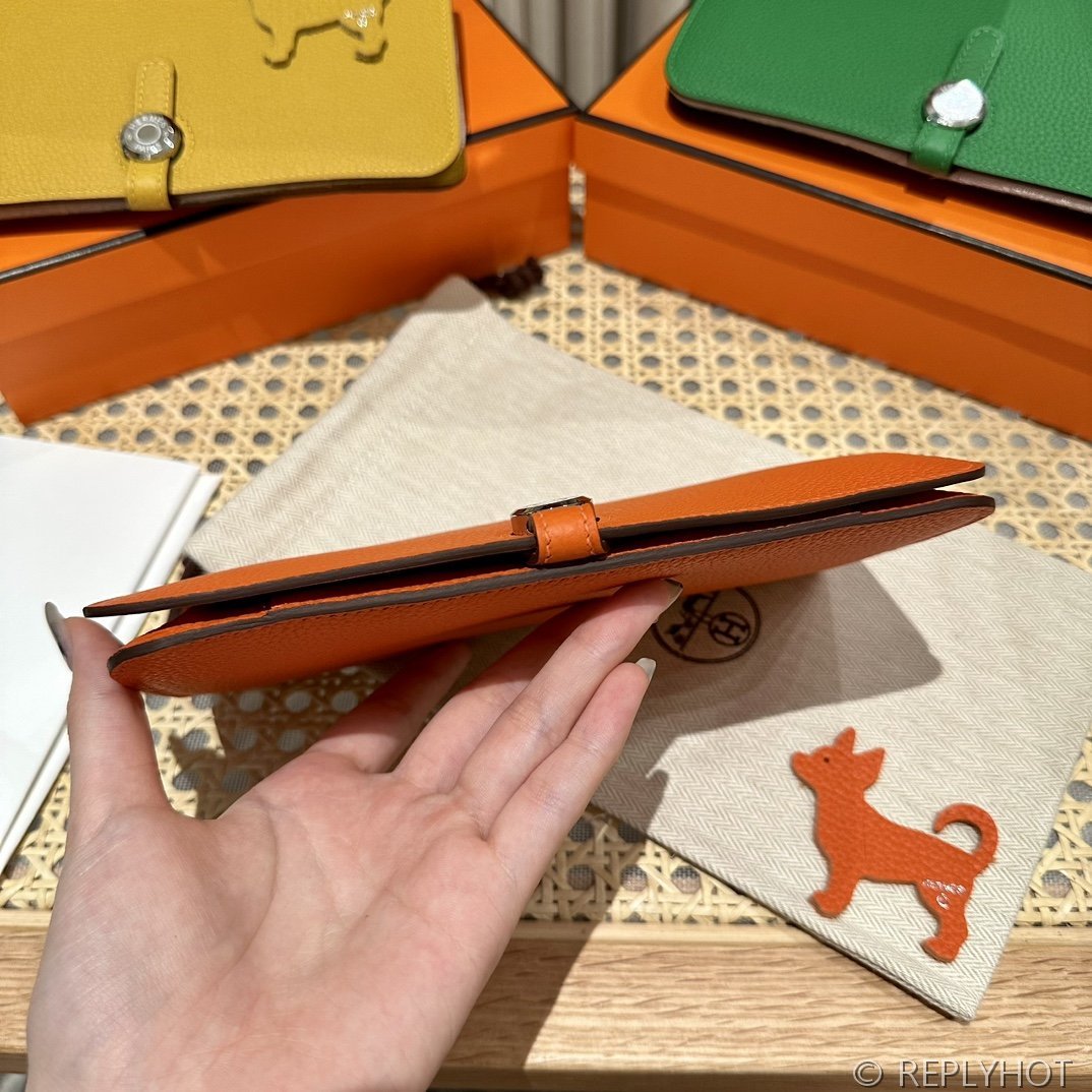 [하이엔드급] 에르메스 도곤 지갑 / 93 오렌지 토고 은장 [매장가 390만원대]