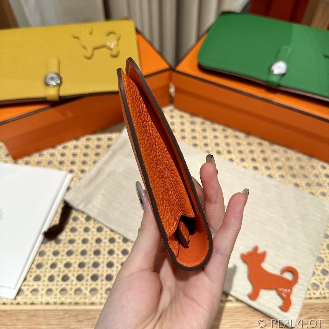 [하이엔드급] 에르메스 도곤 지갑 / 93 오렌지 토고 은장 [매장가 390만원대]