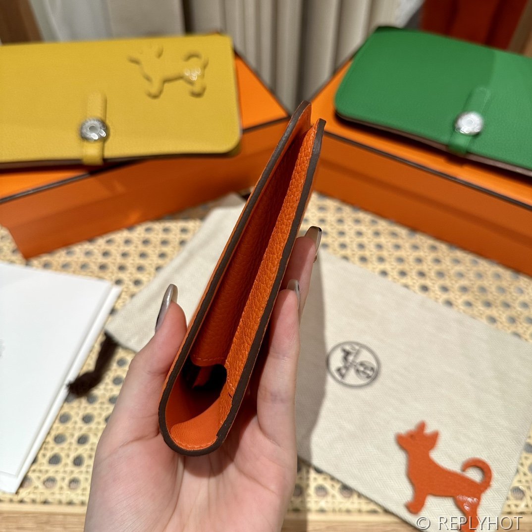 [하이엔드급] 에르메스 도곤 지갑 / 93 오렌지 토고 은장 [매장가 390만원대]