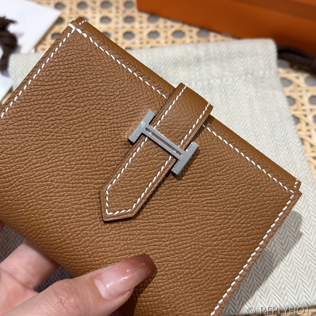 [하이엔드급] 에르메스 베안 트라이폴드 지갑 Hermes Bearn Wallet / CK37 브라운골드 엡솜 은장 [매장가390만원대]