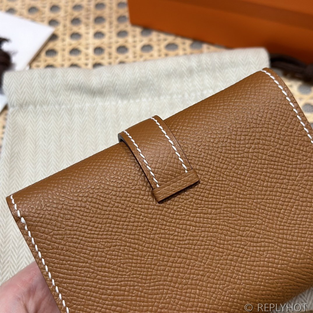 [하이엔드급] 에르메스 베안 트라이폴드 지갑 Hermes Bearn Wallet / CK37 브라운골드 엡솜 은장 [매장가390만원대]