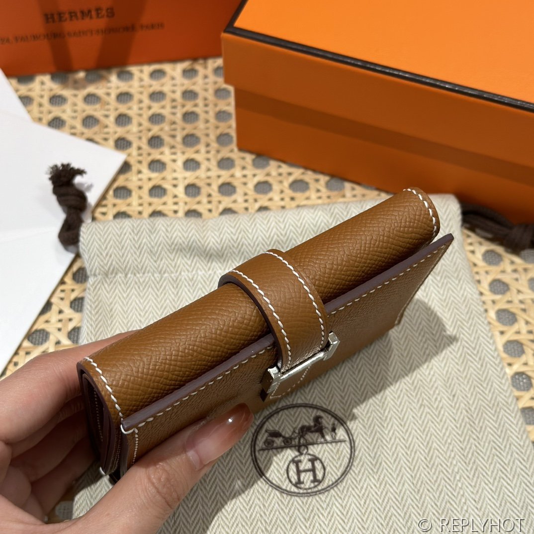 [하이엔드급] 에르메스 베안 트라이폴드 지갑 Hermes Bearn Wallet / CK37 브라운골드 엡솜 은장 [매장가390만원대]