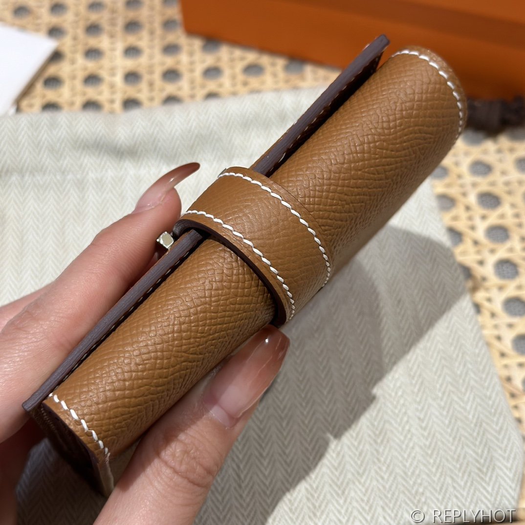 [하이엔드급] 에르메스 베안 트라이폴드 지갑 Hermes Bearn Wallet / CK37 브라운골드 엡솜 은장 [매장가390만원대]