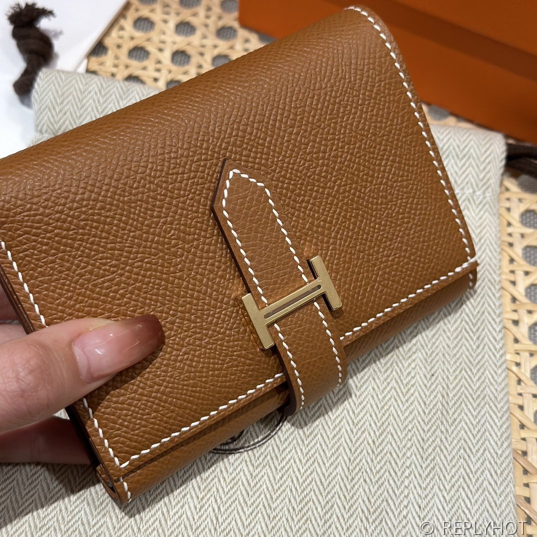 [하이엔드급] 에르메스 베안 트라이폴드 지갑 Hermes Bearn Wallet / CK37 브라운골드 엡솜 금장 [매장가390만원대]