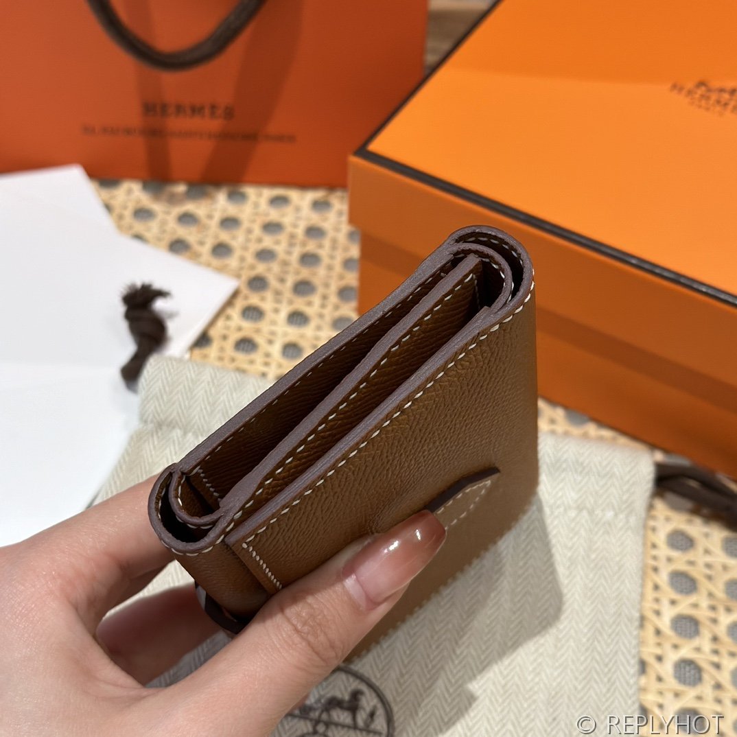[하이엔드급] 에르메스 베안 트라이폴드 지갑 Hermes Bearn Wallet / CK37 브라운골드 엡솜 금장 [매장가390만원대]