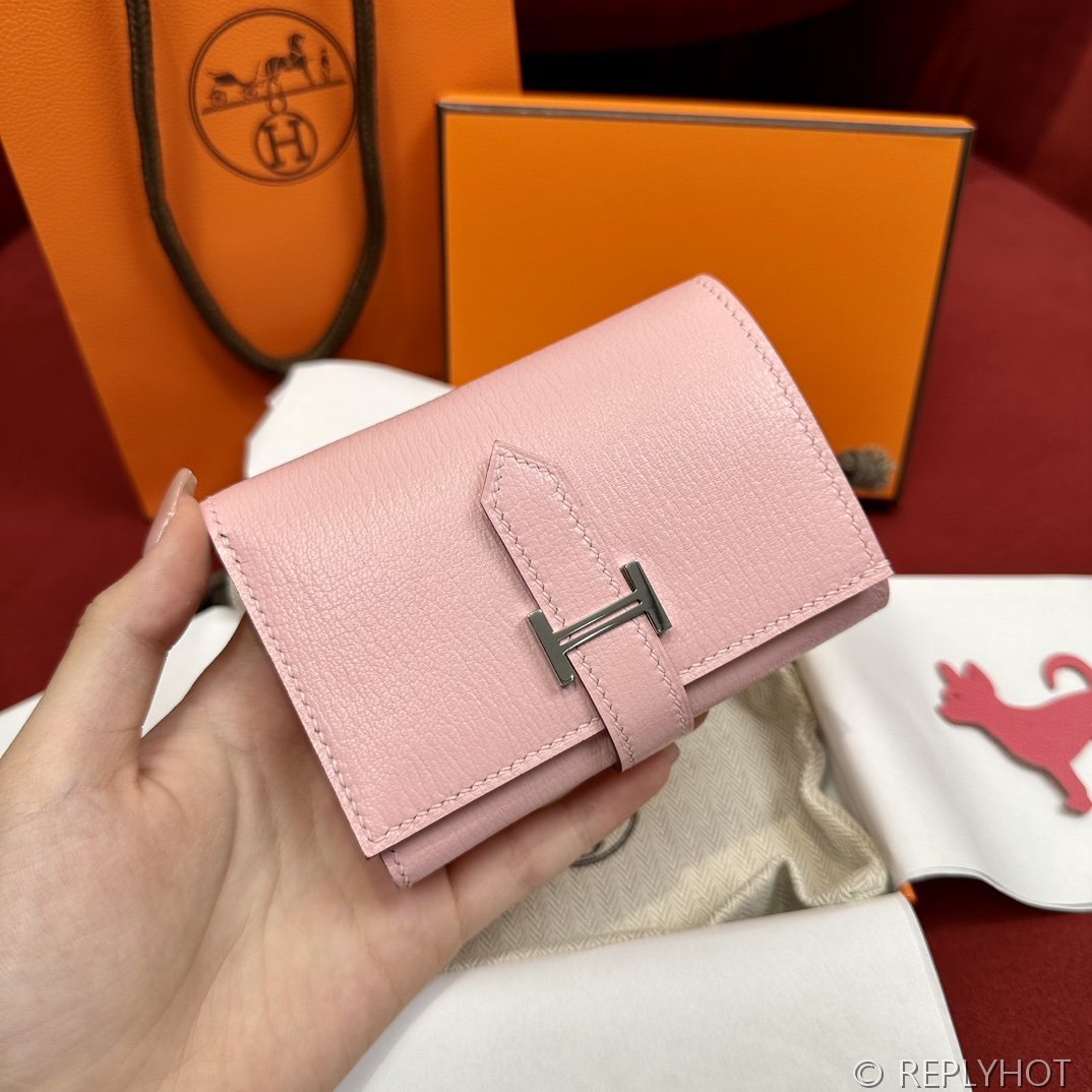 [하이엔드급] 에르메스 베안 트라이폴드 지갑 Hermes Bearn Wallet / 3Q 로즈사쿠라 체버 은장 [매장가390만원대]