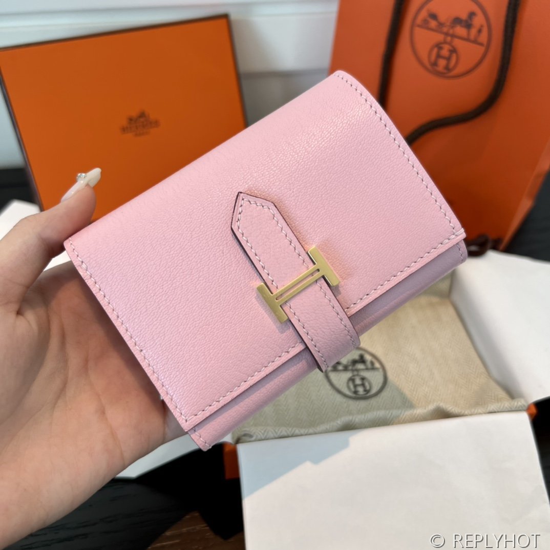 [하이엔드급] 에르메스 베안 트라이폴드 지갑 Hermes Bearn Wallet / 3Q 로즈사쿠라 체버 금장 [매장가390만원대]
