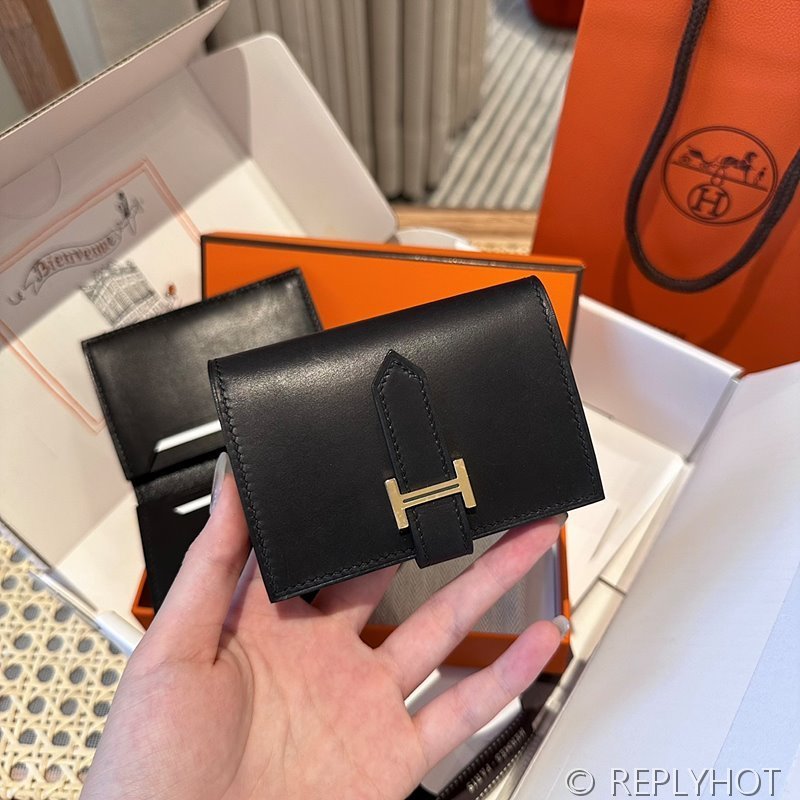 [하이엔드급] Hermes 에르메스 베안 카드 홀더 지갑 Bearn Card Holder Wallet / CK89 노아 복스 금장