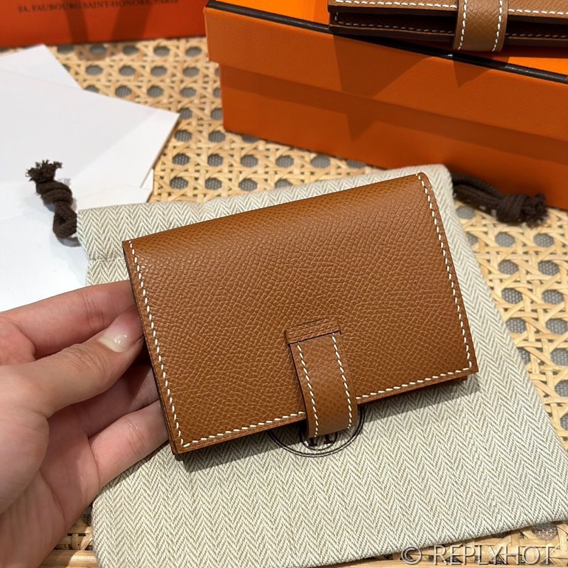 [하이엔드급] Hermes 에르메스 베안 카드 홀더 지갑 Bearn Card Holder Wallet / CK37 브라운골드 엡솜 금장