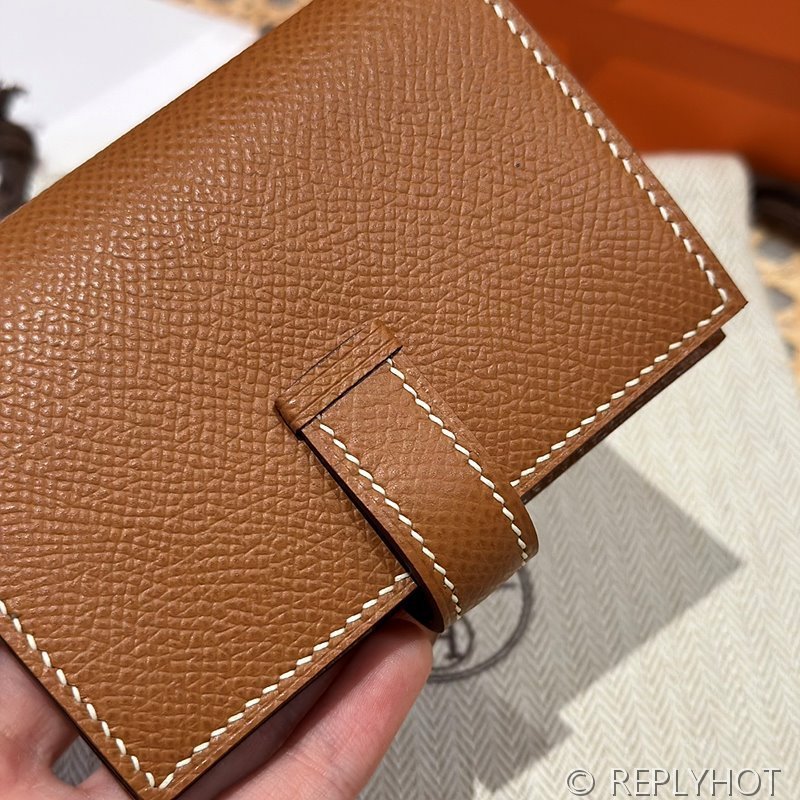 [하이엔드급] Hermes 에르메스 베안 카드 홀더 지갑 Bearn Card Holder Wallet / CK37 브라운골드 엡솜 금장
