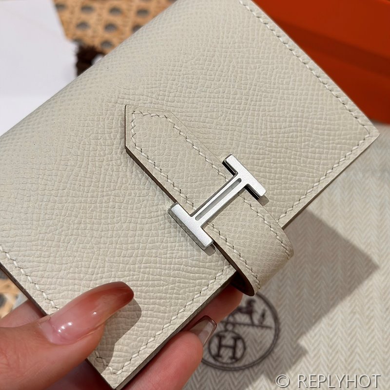 [하이엔드급] Hermes 에르메스 베안 카드 홀더 지갑 Bearn Card Holder Wallet / CK10 화이트 엡솜 은장