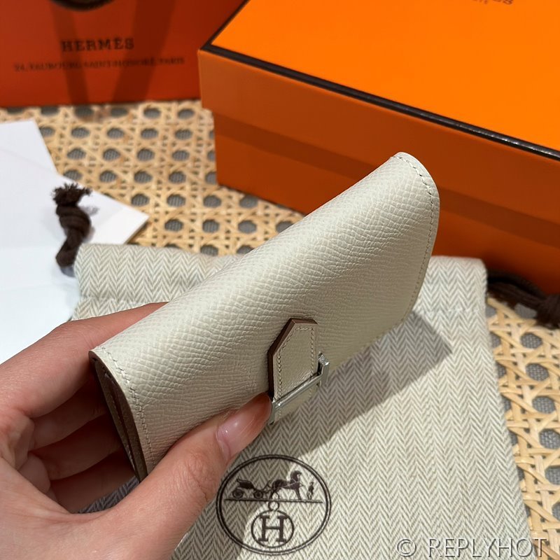 [하이엔드급] Hermes 에르메스 베안 카드 홀더 지갑 Bearn Card Holder Wallet / CK10 화이트 엡솜 은장