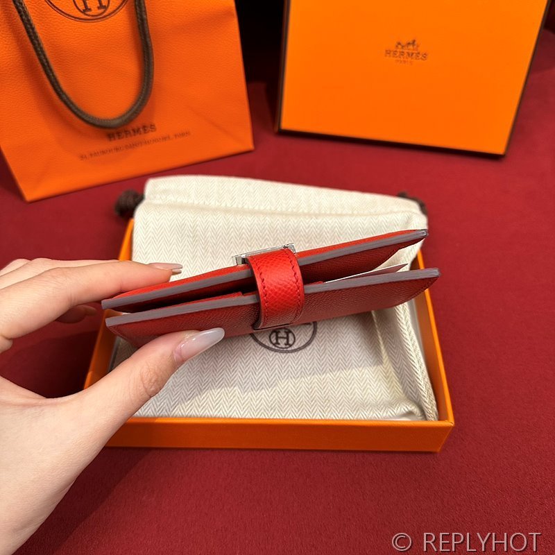 [하이엔드급] Hermes 에르메스 베안 컴팩트 지갑 Bearn Compact Wallet / Q5 루즈 카사크 엡솜 은장