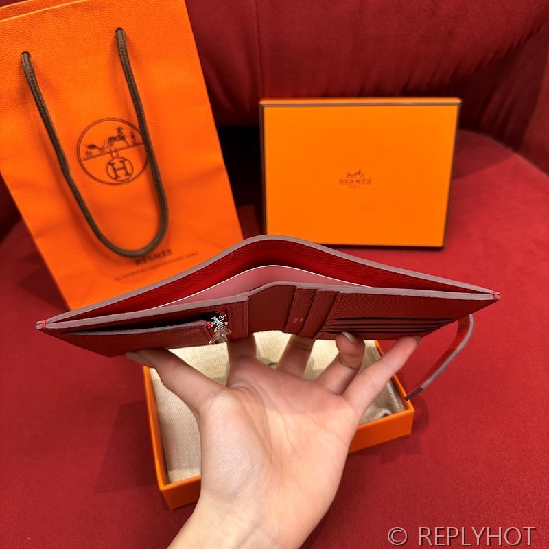 [하이엔드급] Hermes 에르메스 베안 컴팩트 지갑 Bearn Compact Wallet / Q5 루즈 카사크 엡솜 은장