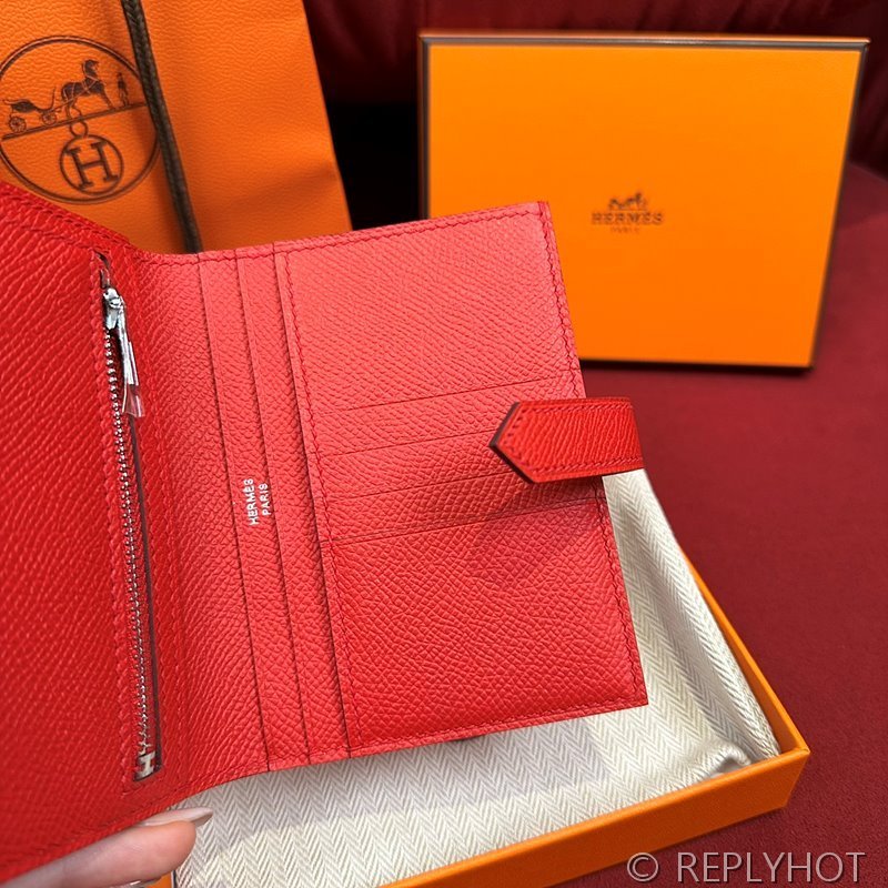 [하이엔드급] Hermes 에르메스 베안 컴팩트 지갑 Bearn Compact Wallet / Q5 루즈 카사크 엡솜 은장