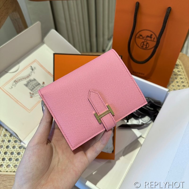 [하이엔드급] Hermes 에르메스 베안 컴팩트 지갑 Bearn Compact Wallet / Q1 로즈핑크 엡솜 금장