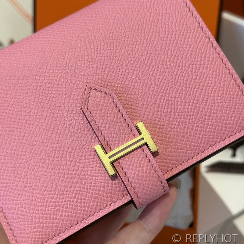 [하이엔드급] Hermes 에르메스 베안 컴팩트 지갑 Bearn Compact Wallet / Q1 로즈핑크 엡솜 금장