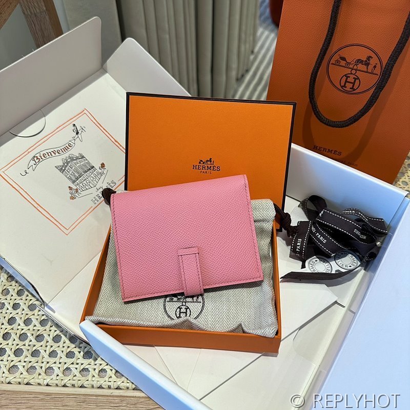 [하이엔드급] Hermes 에르메스 베안 컴팩트 지갑 Bearn Compact Wallet / Q1 로즈핑크 엡솜 금장