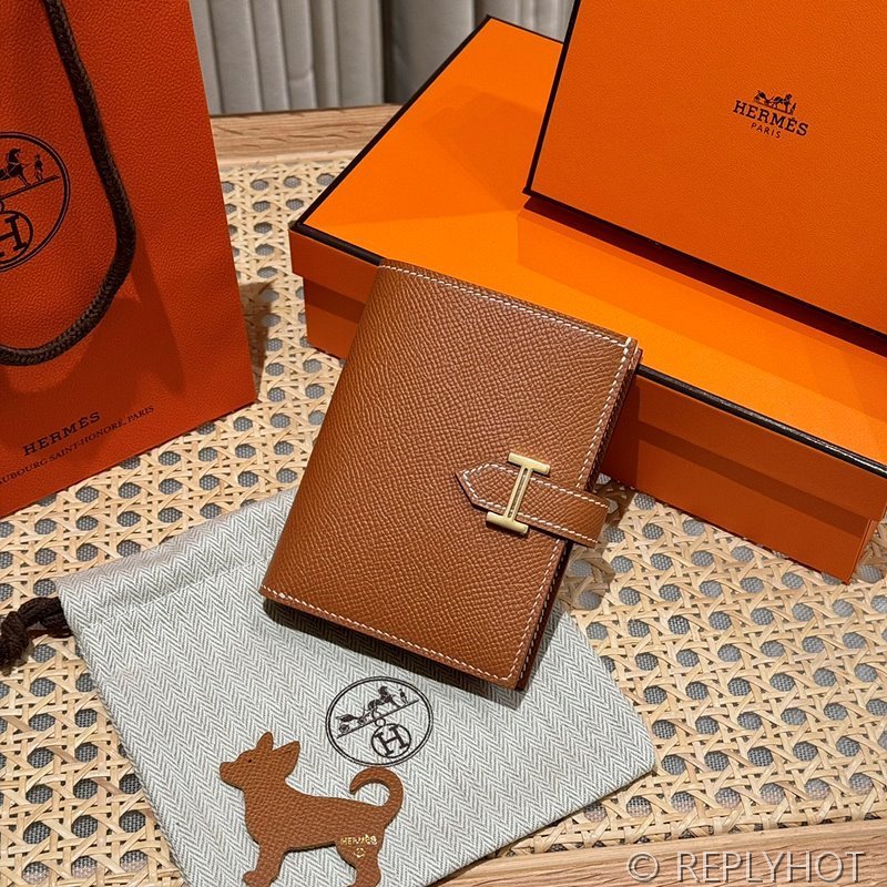 [하이엔드급] Hermes 에르메스 베안 컴팩트 지갑 Bearn Compact Wallet / CK37 골드브라운 엡솜 금장