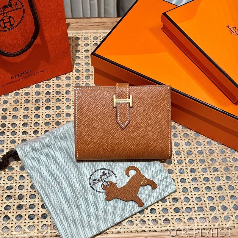 [하이엔드급] Hermes 에르메스 베안 컴팩트 지갑 Bearn Compact Wallet / CK37 골드브라운 엡솜 금장