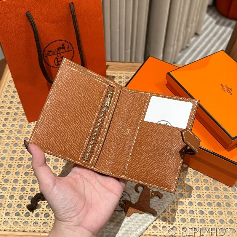 [하이엔드급] Hermes 에르메스 베안 컴팩트 지갑 Bearn Compact Wallet / CK37 골드브라운 엡솜 금장