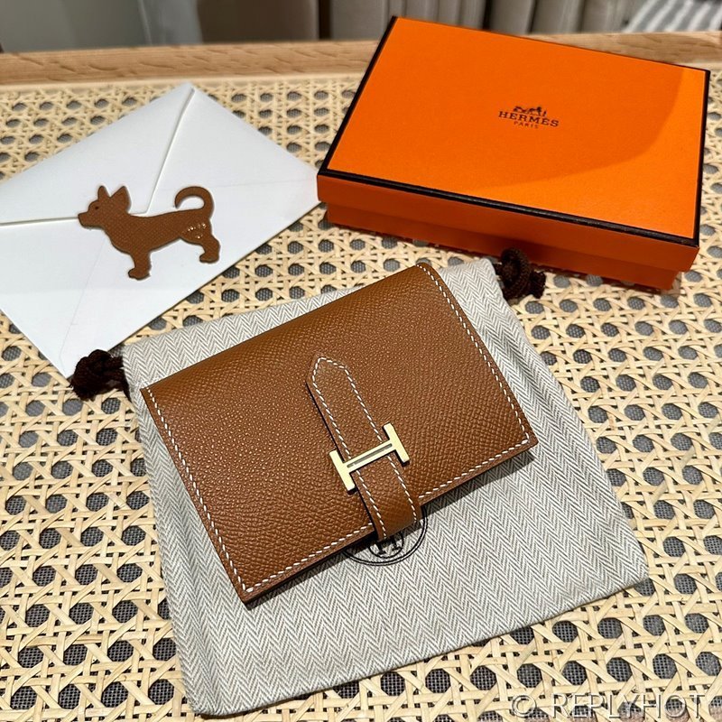 [하이엔드급] Hermes 에르메스 베안 컴팩트 지갑 Bearn Compact Wallet / CK37 골드브라운 엡솜 금장 코인지갑
