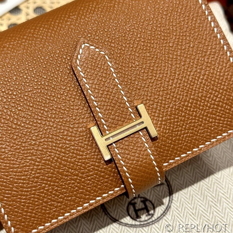 [하이엔드급] Hermes 에르메스 베안 컴팩트 지갑 Bearn Compact Wallet / CK37 골드브라운 엡솜 금장 코인지갑