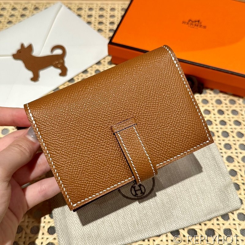 [하이엔드급] Hermes 에르메스 베안 컴팩트 지갑 Bearn Compact Wallet / CK37 골드브라운 엡솜 금장 코인지갑