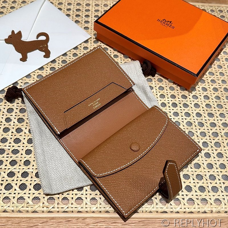 [하이엔드급] Hermes 에르메스 베안 컴팩트 지갑 Bearn Compact Wallet / CK37 골드브라운 엡솜 금장 코인지갑