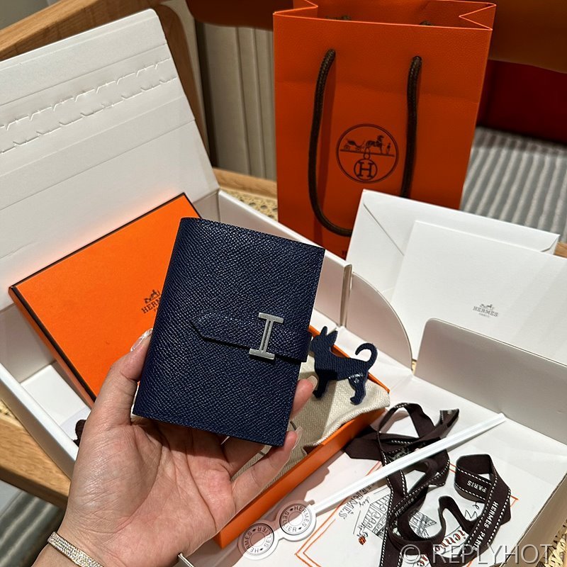 [하이엔드급] Hermes 에르메스 베안 컴팩트 지갑 Bearn Compact Wallet / 73 블루사파이어 엠솜 은장 코인지갑