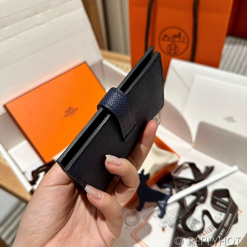 [하이엔드급] Hermes 에르메스 베안 컴팩트 지갑 Bearn Compact Wallet / 73 블루사파이어 엠솜 은장 코인지갑