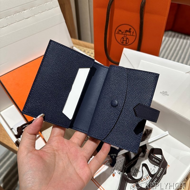 [하이엔드급] Hermes 에르메스 베안 컴팩트 지갑 Bearn Compact Wallet / 73 블루사파이어 엠솜 은장 코인지갑