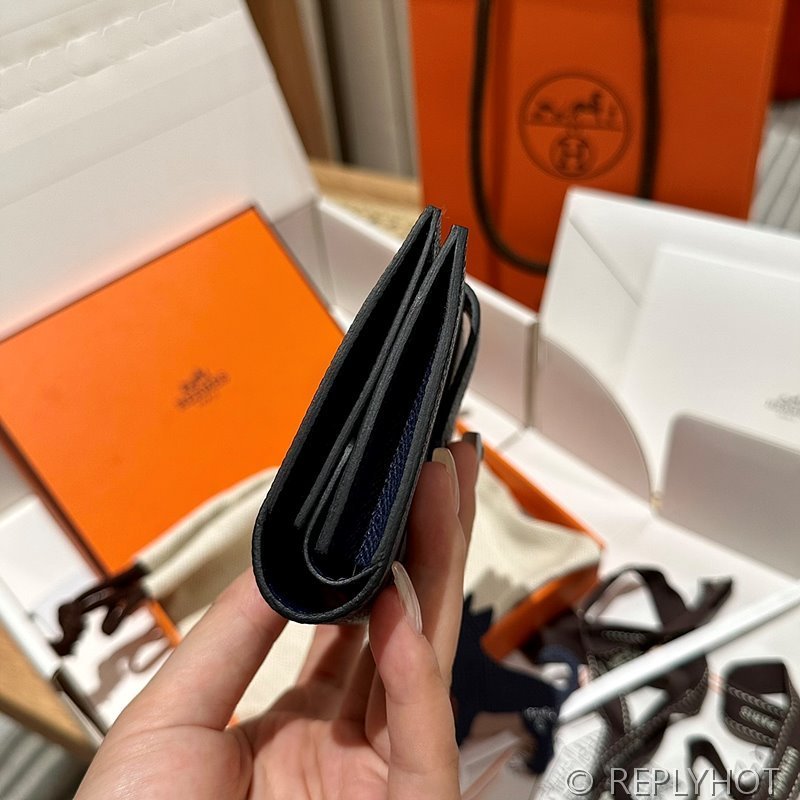 [하이엔드급] Hermes 에르메스 베안 컴팩트 지갑 Bearn Compact Wallet / 73 블루사파이어 엠솜 은장 코인지갑