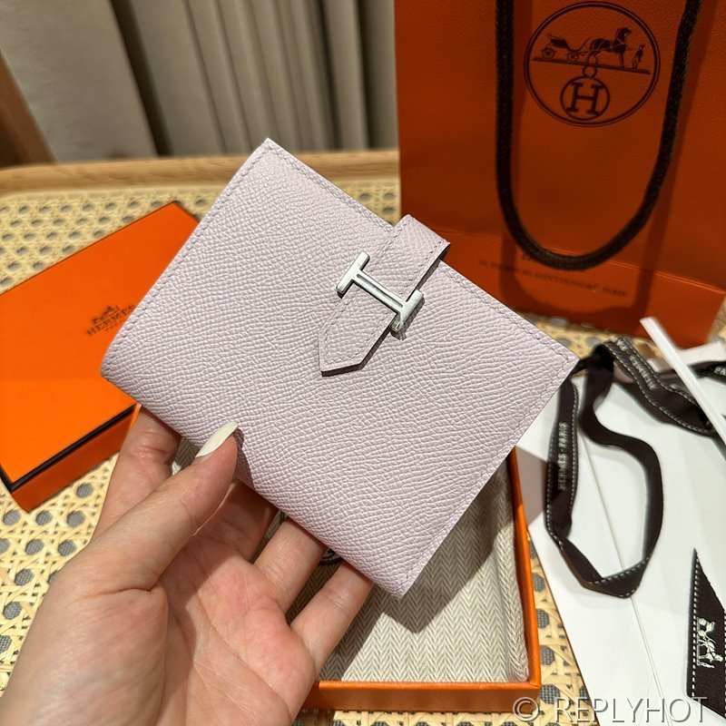 [하이엔드급] Hermes 에르메스 베안 컴팩트 지갑 Bearn Compact Wallet / 09 팔라듐 모브 빨 엡솜 실버 [매장가 385만원대]