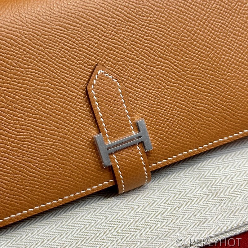 [하이엔드급] HERMES Bearn Wallet 에르메스 베안 장지갑 / CK37 골드브라운 엡솜 실버 [매장가 555만원대]