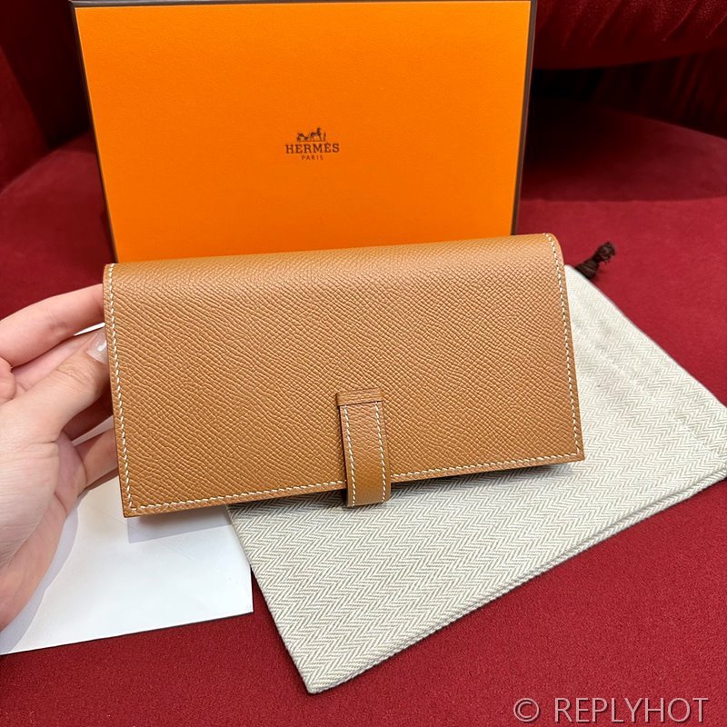 [하이엔드급] HERMES Bearn Wallet 에르메스 베안 장지갑 / CK37 골드브라운 엡솜 실버 [매장가 555만원대]