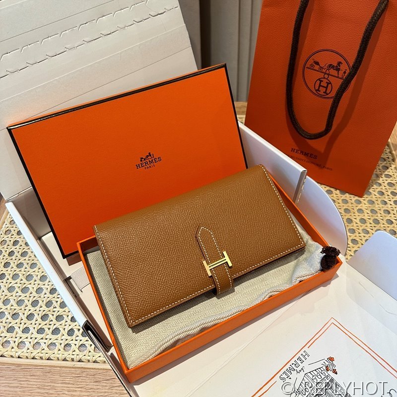 [하이엔드급] HERMES Bearn Wallet 에르메스 베안 장지갑 / CK37 골드브라운 엠솜 금장 [매장가 555만원대]