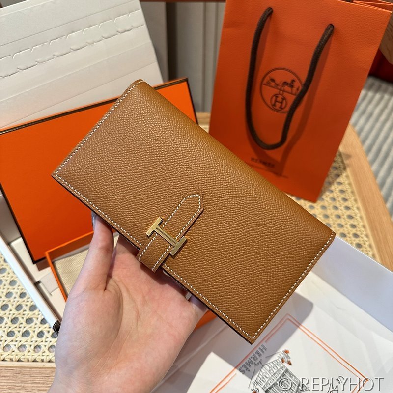 [하이엔드급] HERMES Bearn Wallet 에르메스 베안 장지갑 / CK37 골드브라운 엠솜 금장 [매장가 555만원대]