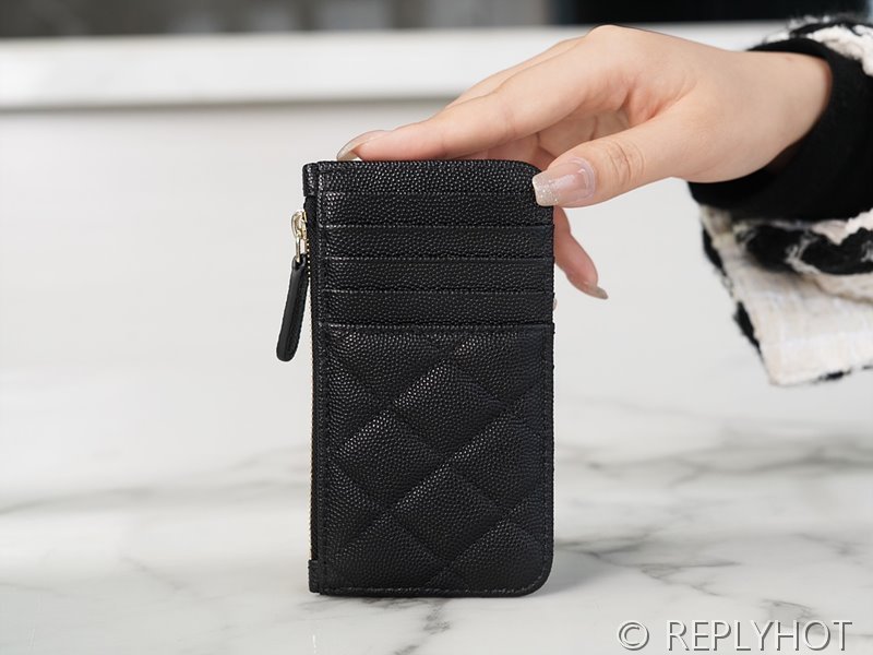 샤넬 클래식 지퍼 카드 홀더 카프스킨 골드메탈 블랙 [매장가 190만원대]