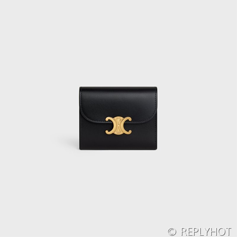 셀린느 스몰 트리옹프 지갑-샤이니 카프스킨 블랙 [매장가 90만원대]