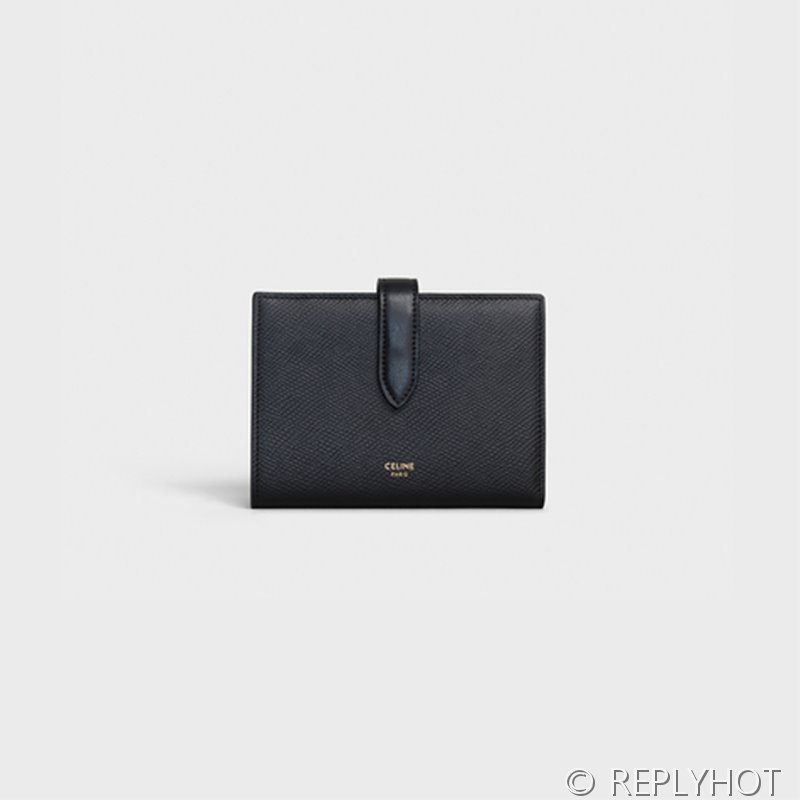 셀린느 미디엄 스트랩 지갑-그레인 카프스킨 블랙 [매장가 90만원대]