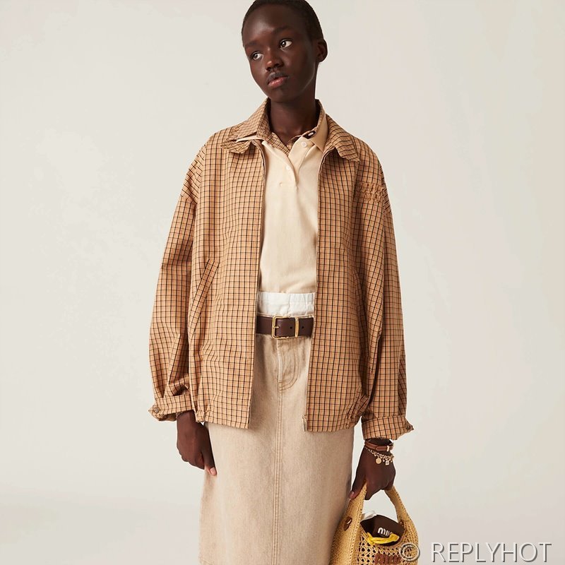 미우미우 체크 캔버스 블루종 재킷 [매장가 470만원대]