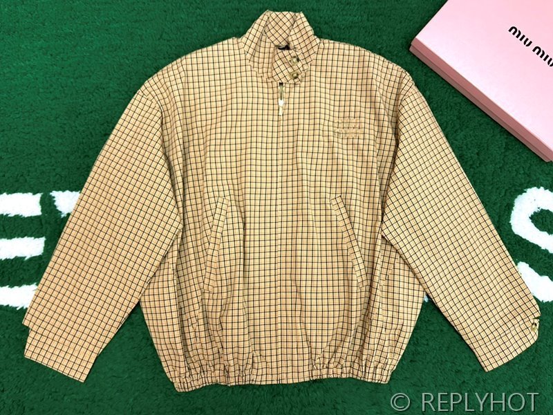 미우미우 체크 캔버스 블루종 재킷 [매장가 470만원대]