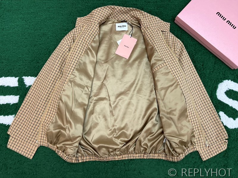 미우미우 체크 캔버스 블루종 재킷 [매장가 470만원대]