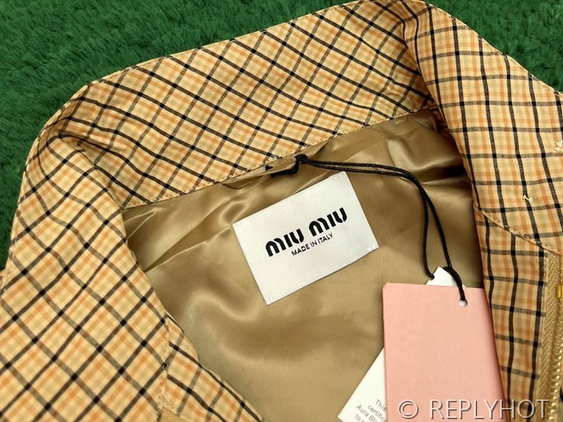 미우미우 체크 캔버스 블루종 재킷 [매장가 470만원대]